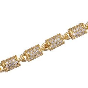 Gold Filled Pavé Cylinder Link Bracelet NWT